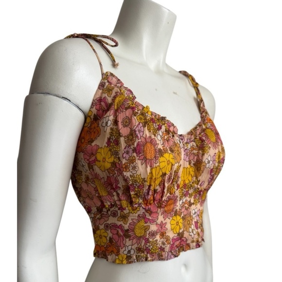 PATRONS OF PEACE floral ruffled cropped bustier top - women’s medium - Picture 2 of 13